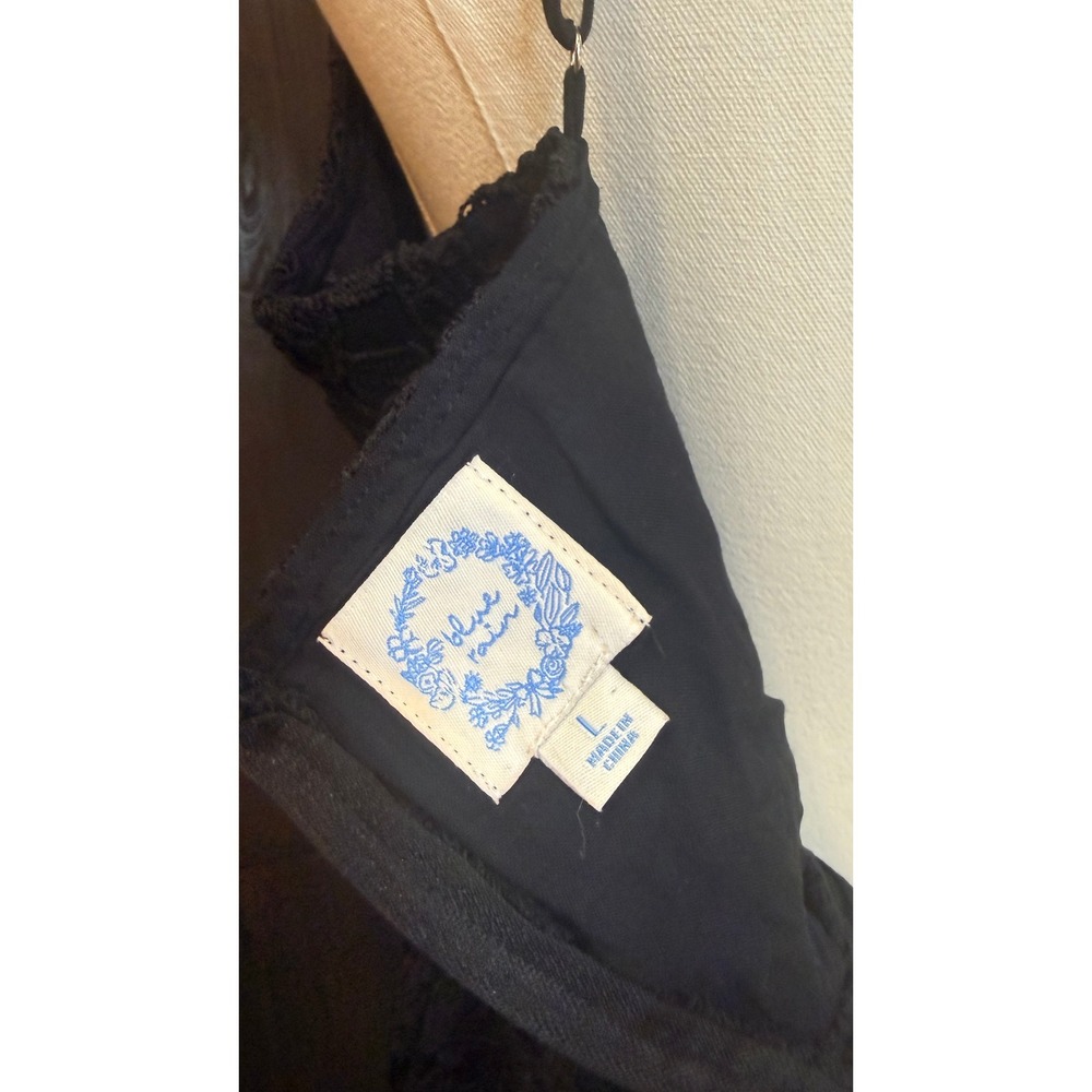 Blue Rain Black Crochet Lace Mini Dress Adjustable Straps Lined Size Large - Picture 4 of 7